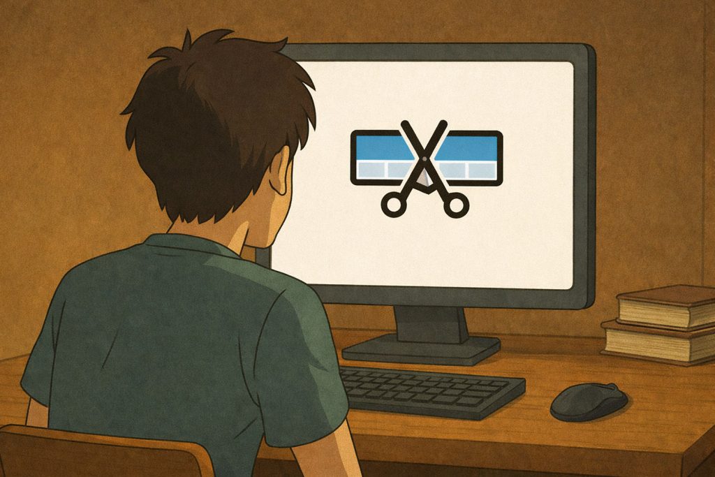 User working with a video editing interface on computer, demonstrating how CapCut APK can be used for creating and editing videos