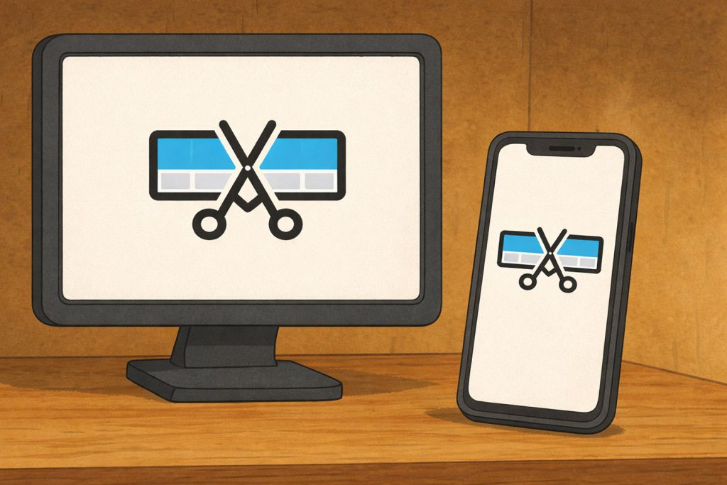 Video editing interface shown on desktop and mobile devices, representing CapCut APK for PC, Android, and iOS platforms